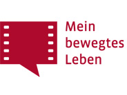 Logoentwicklung „Mein bewegtes Leben“, das Logo verbindet die Sprechblase mit einem Filmstreifen